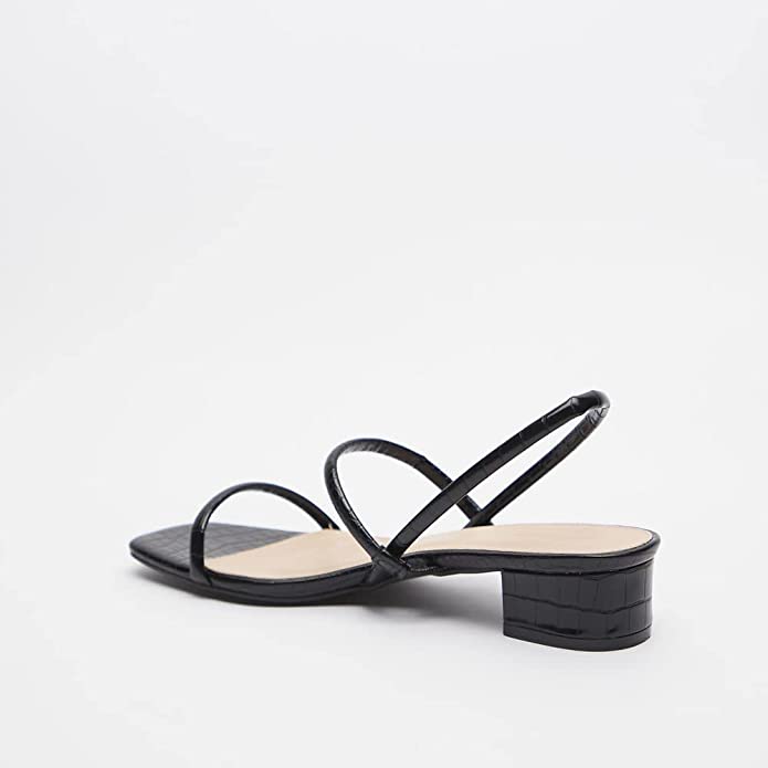 shoexpress womens Animal Textured Open Toe Slip-on Sandals With Block Heels Heeled Sandal