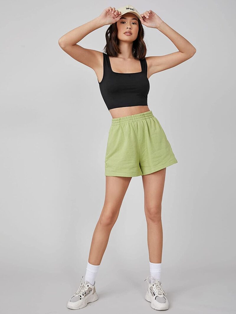 Aahwan Women's & Girls' Solid Ribbed Square Neck Tank Tops