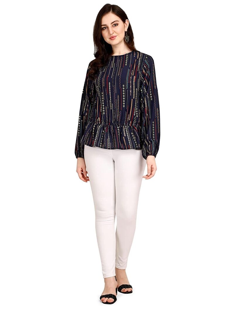 OM SAI LATEST CREATION Women Striped Top with Half Sleeves for Office Wear, Casual Wear