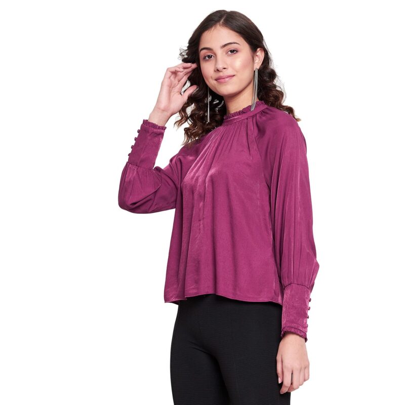 Madame Women Plum Textile Top