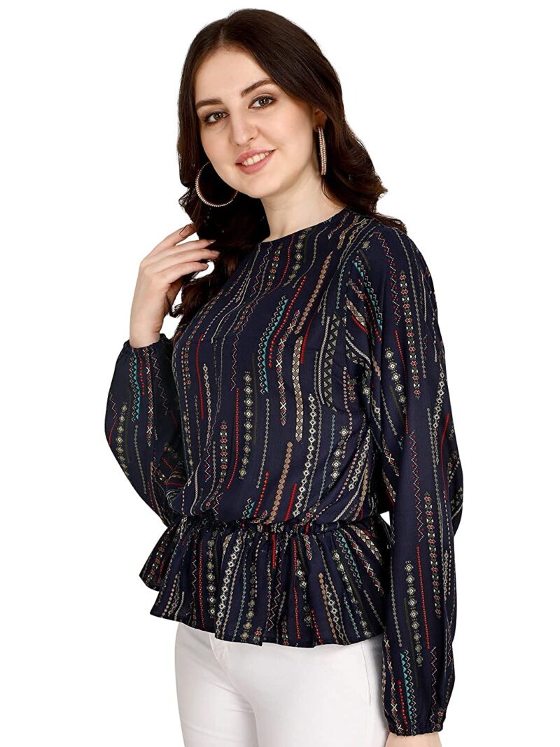 OM SAI LATEST CREATION Women Striped Top with Half Sleeves for Office Wear, Casual Wear