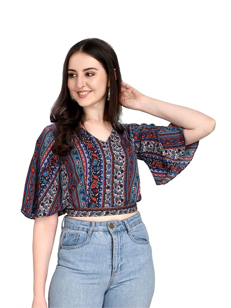 SIRIL Women's Crepe Slim Fit Digital Printed Top