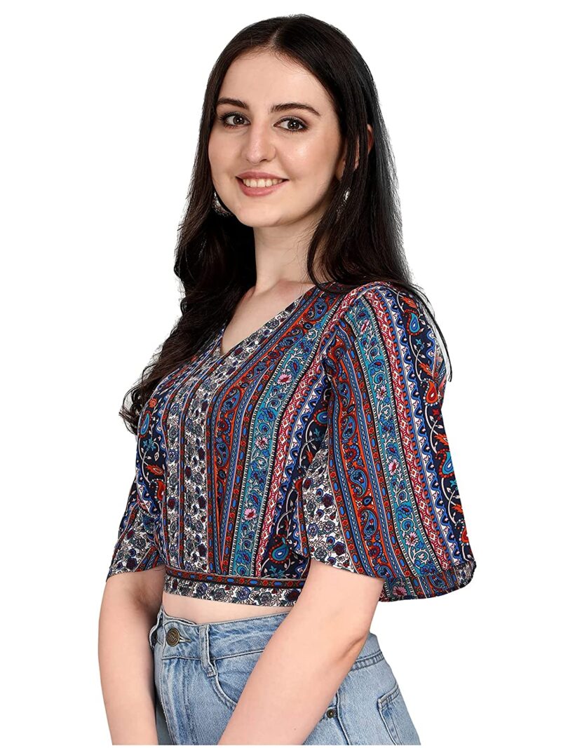 SIRIL Women's Crepe Slim Fit Digital Printed Top