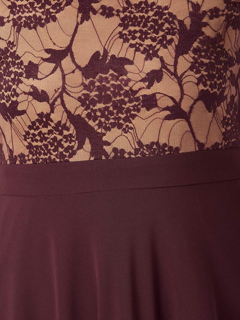 Miss Chase Women's Lavender Round Neck Sleeveless Solid Lace Overlaid Maxi Dress